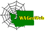 Washington State GenWeb logo of spiderweb and state